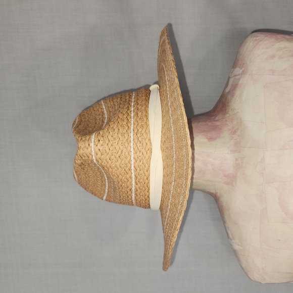 Anthropologie Tan Straw Hat with Cream Band - Picture 2 of 10